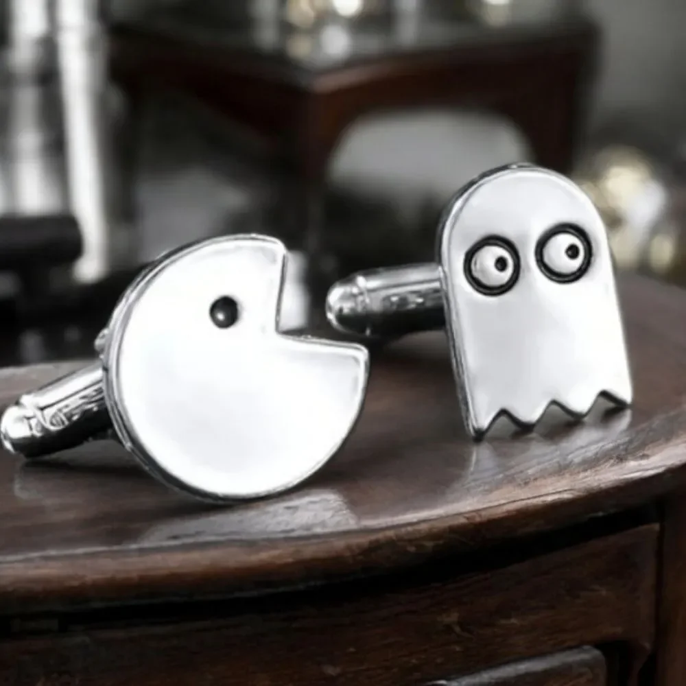 Pac-Man Ghost Retro Arcade Cufflinks Maze Gamer 80s Video Game Geek Groom Gift